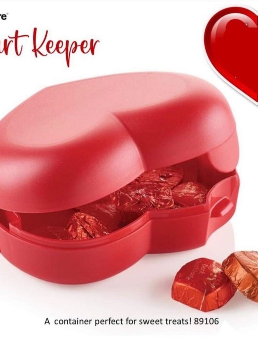 Tupperware Heart-Shaped Red Container - Picture 3 of 3